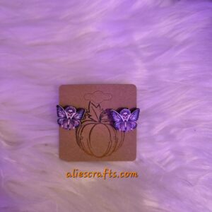 Butterfly skelton wood earrings