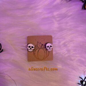 Wooden skull earrings