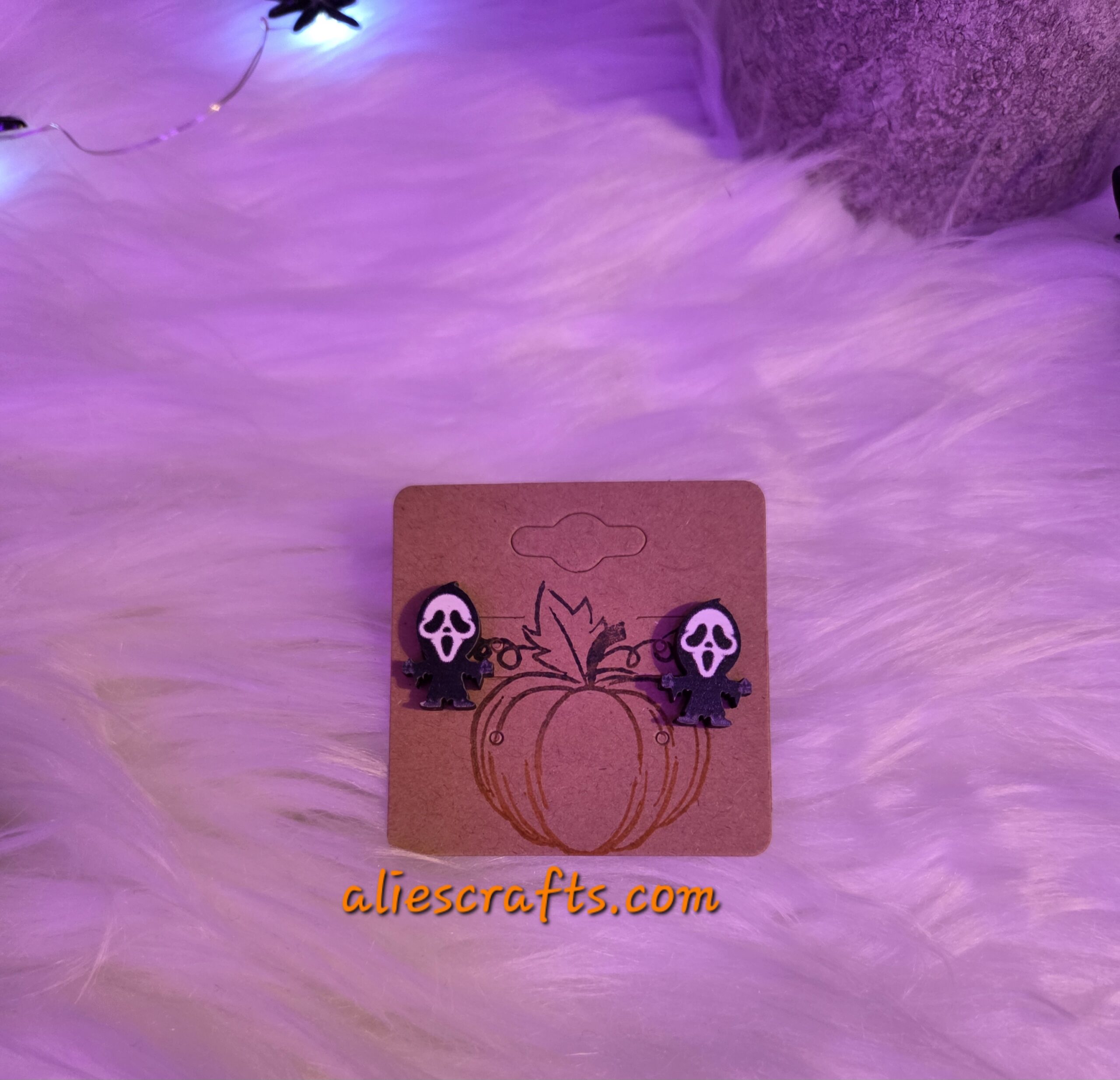 Ghostface wood earrings