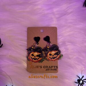 Cute cat on a pumpkin earrings