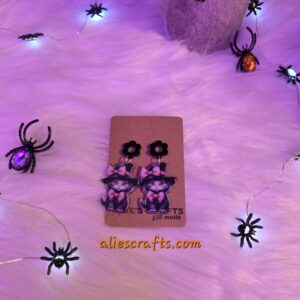 Cute cats with witch hats earrings
