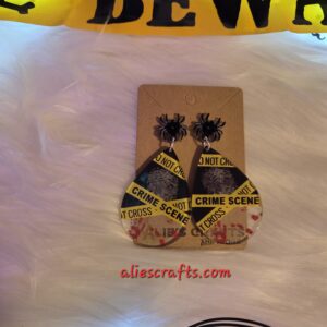 Crime earrings with spider post earrings