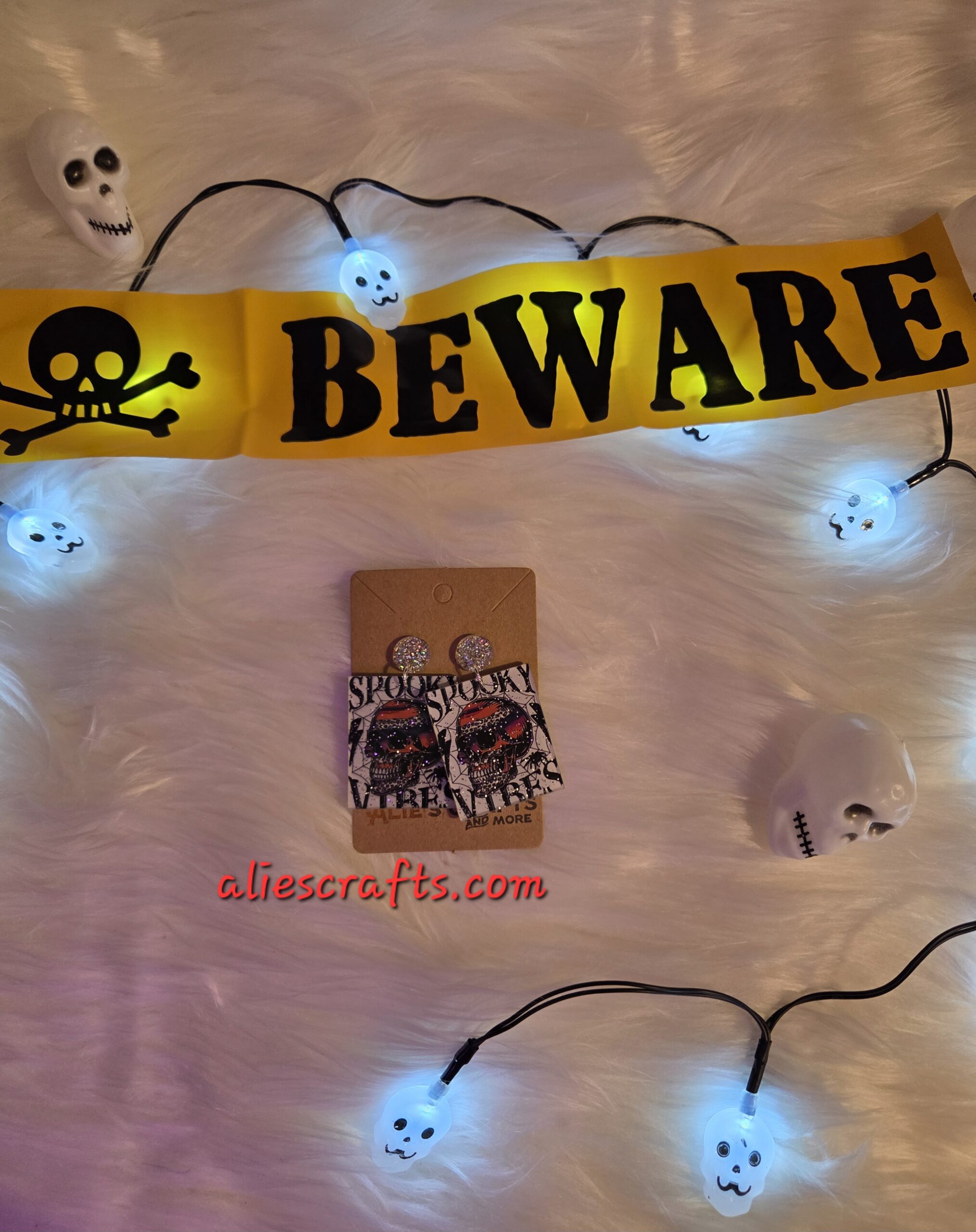 Spooky vibes earrings with glitter posts - Image 2