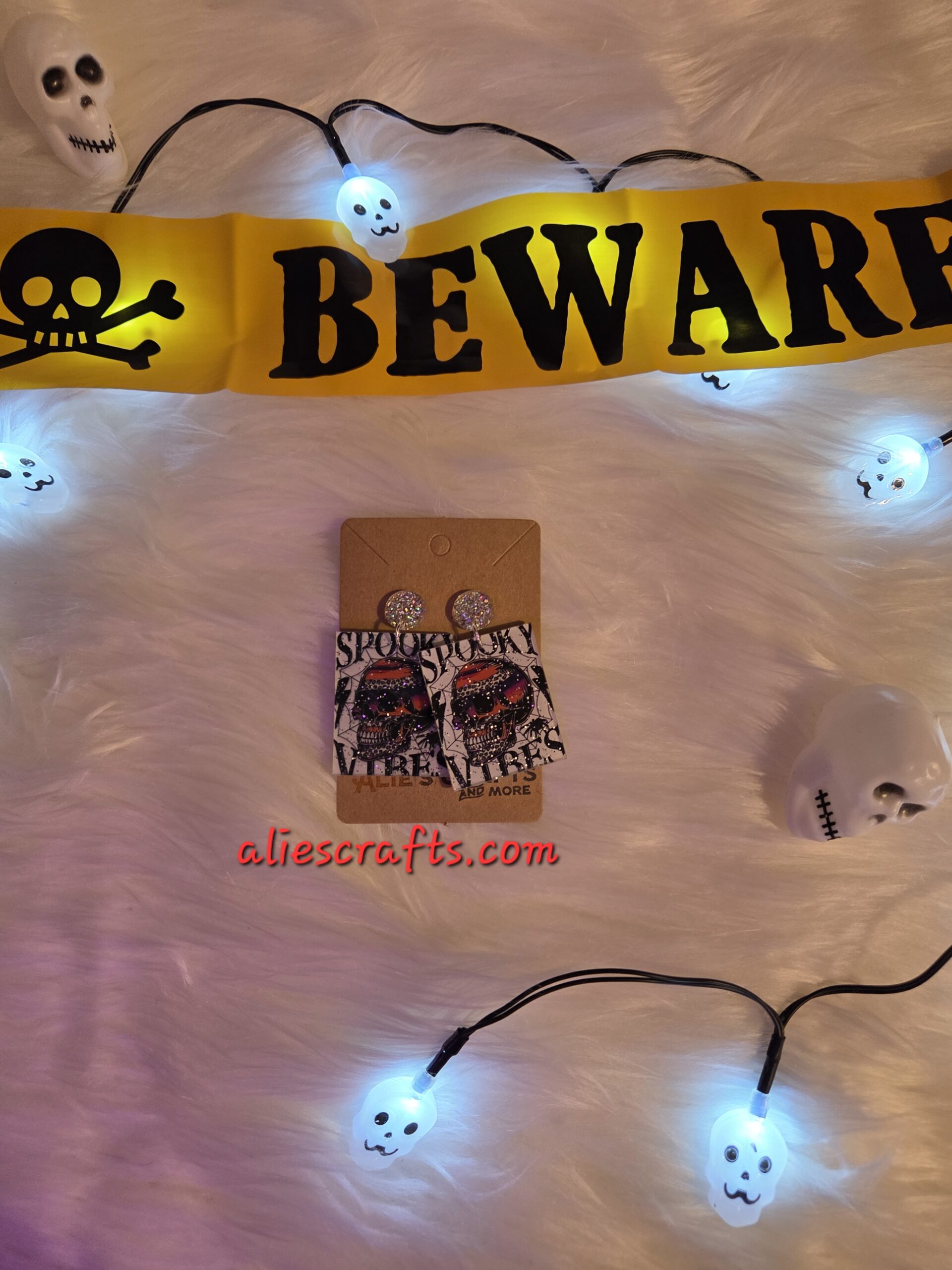 Spooky vibes earrings with glitter posts - Image 3