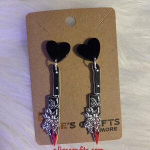 Knife with flowers earrings