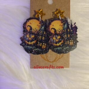 Haunted house earrings