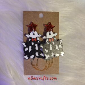 Cowboy ghost earrings on red star post