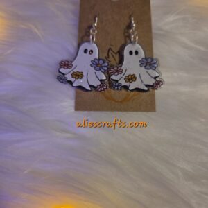 Ghost with flowers earrings