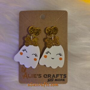 Addorable gold bow ghost earrings