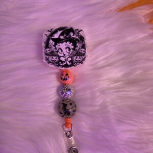 Betty boop badge reel with glow in the dark with bead