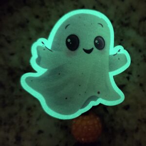 Glow in the dark ghost badge