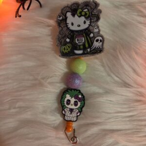 Hello kitty as Beetlejuice badge