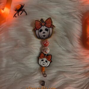 Michael Myers pumpkin badge