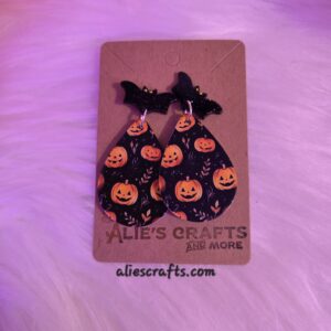 Pumpkin with bats earrings