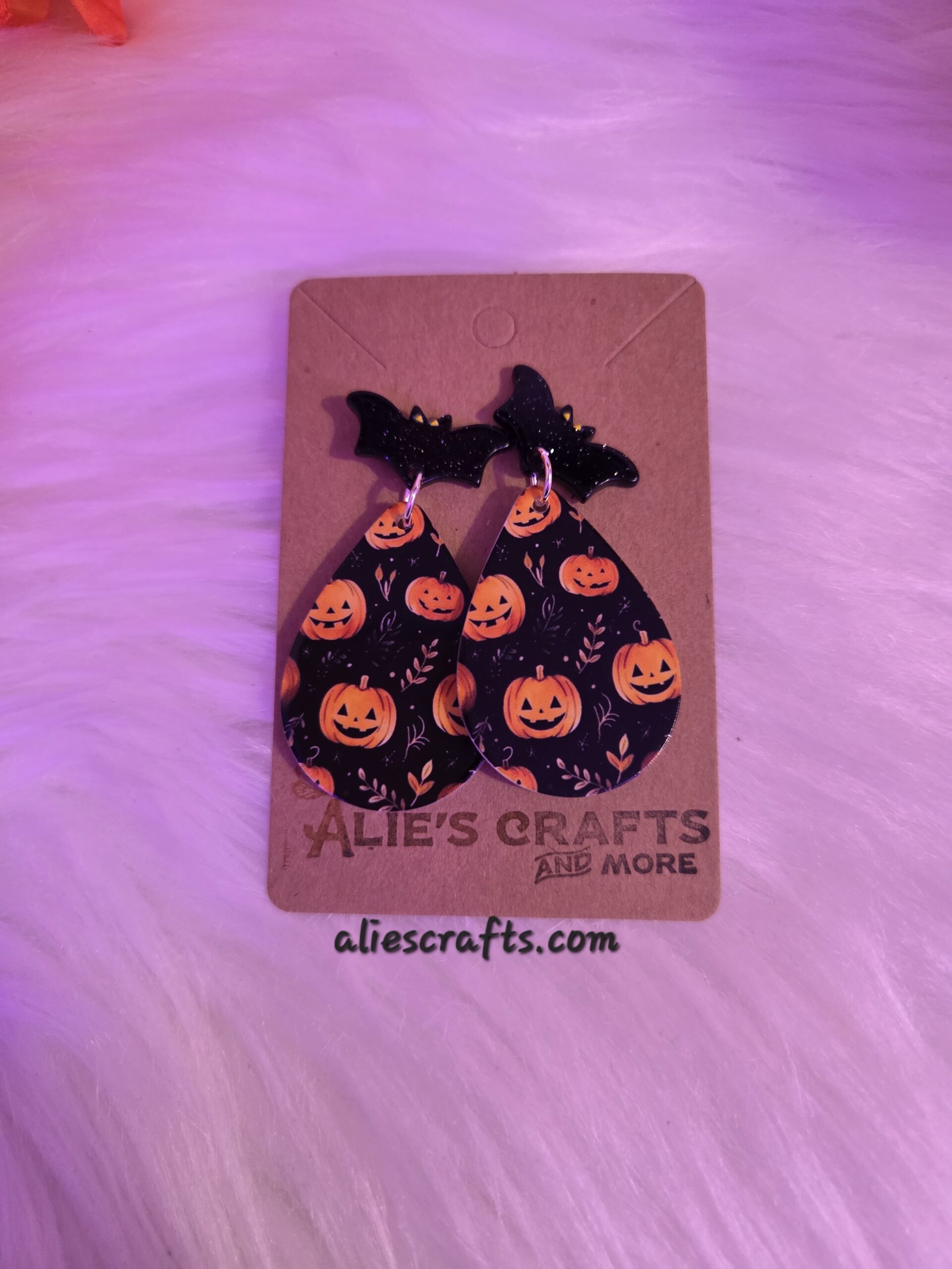 Pumpkin with bats earrings