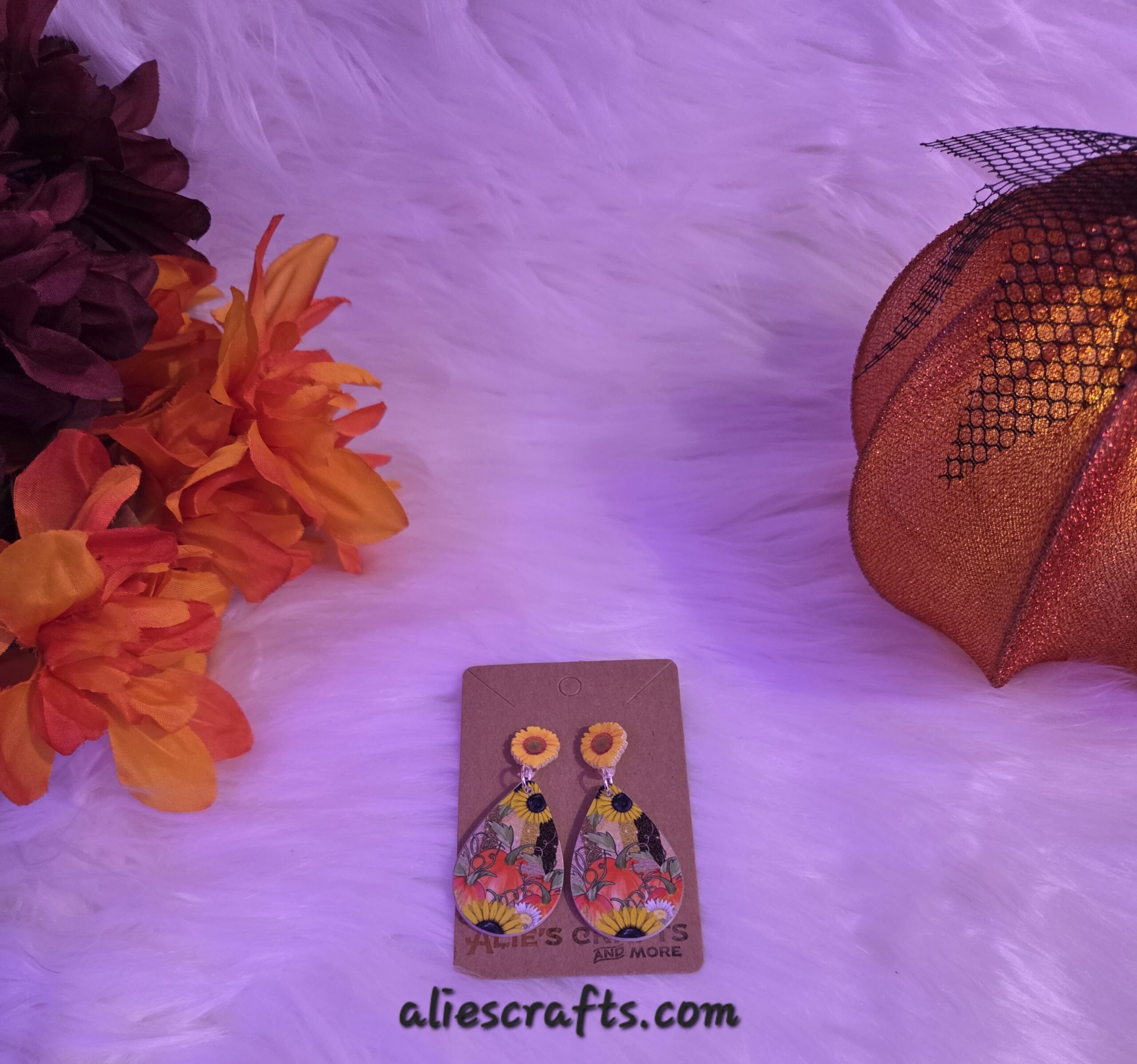 Pumpkin and sunflower earrings - Image 5