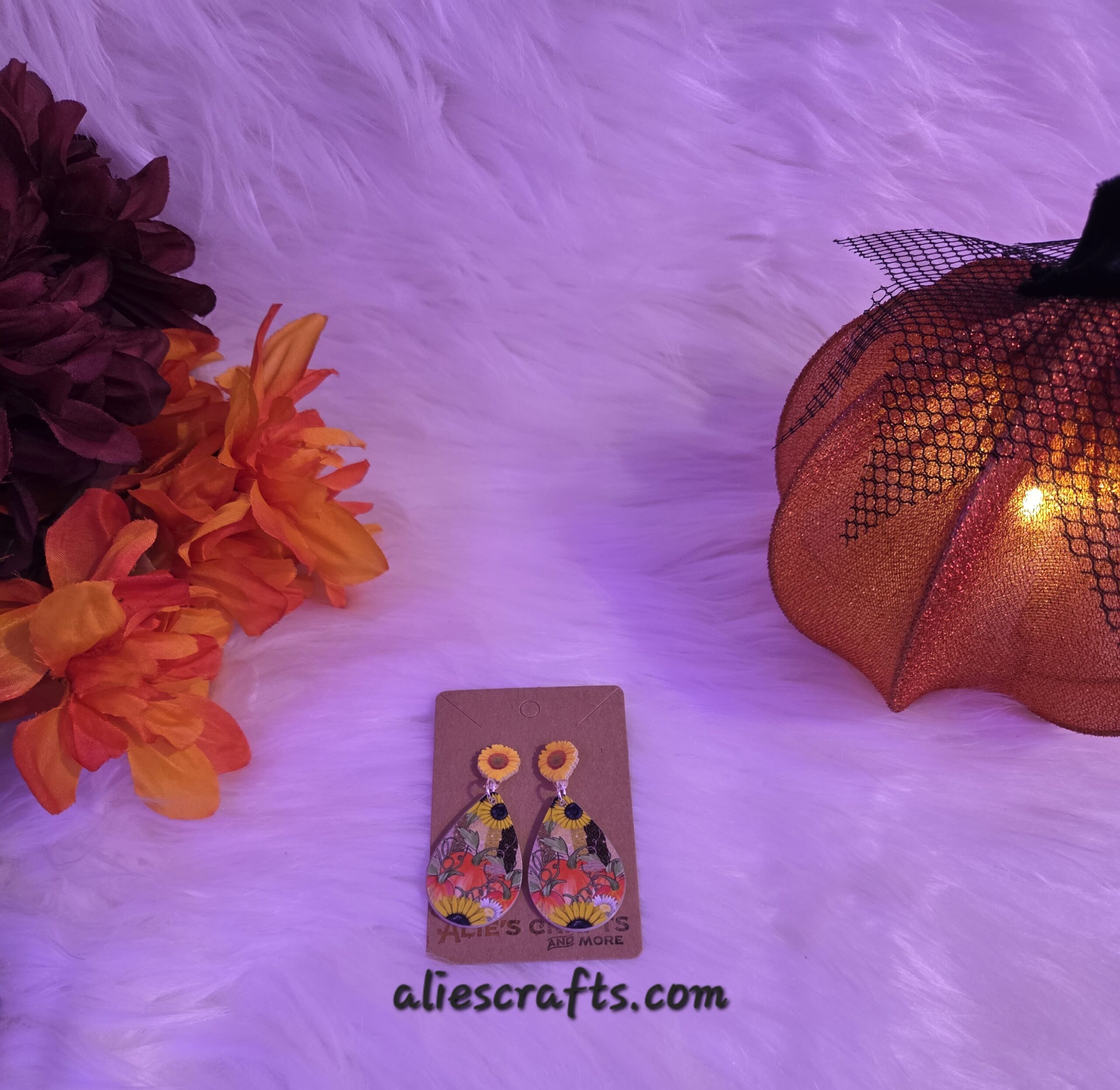 Pumpkin and sunflower earrings - Image 4