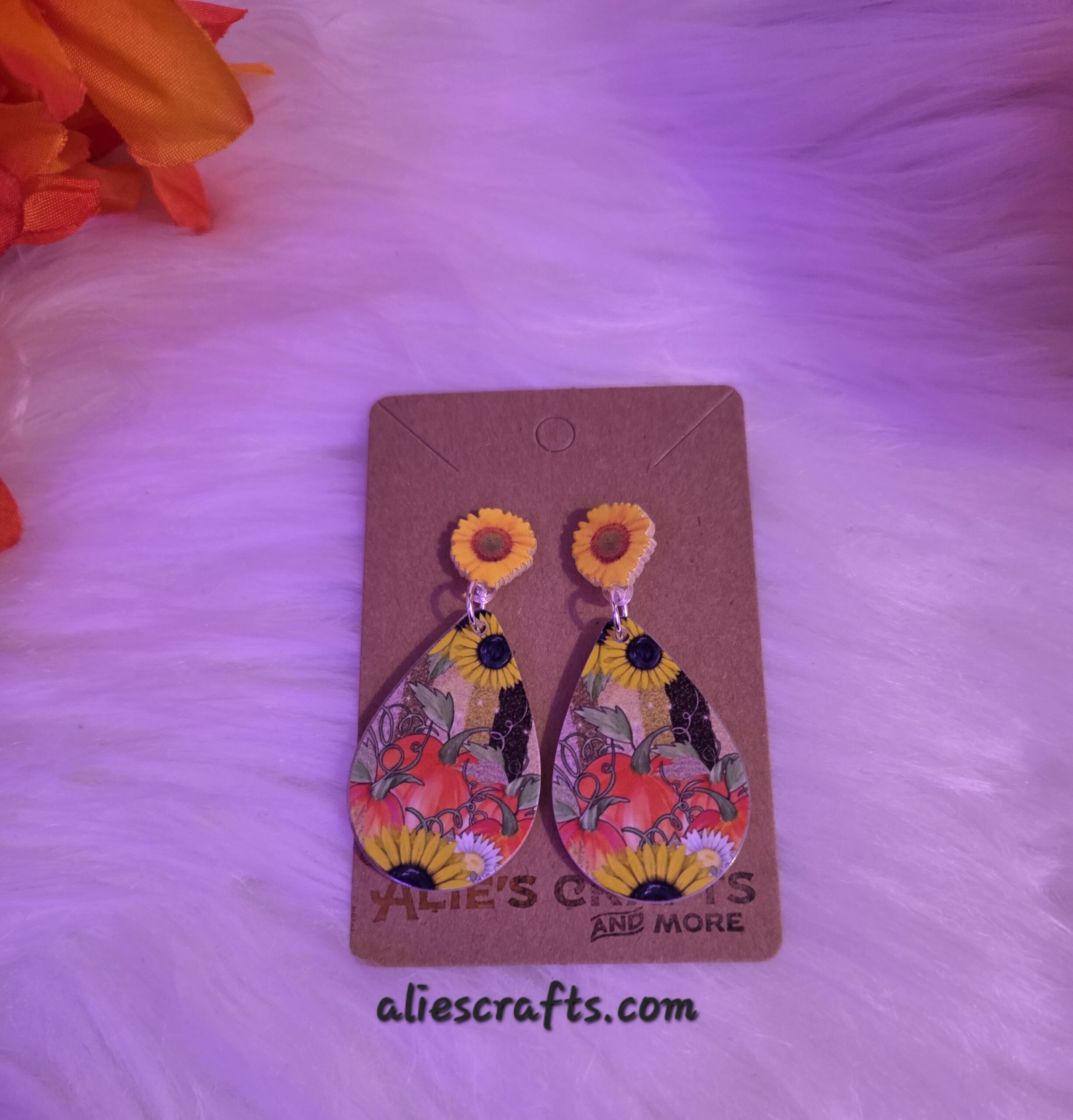 Pumpkin and sunflower earrings - Image 3