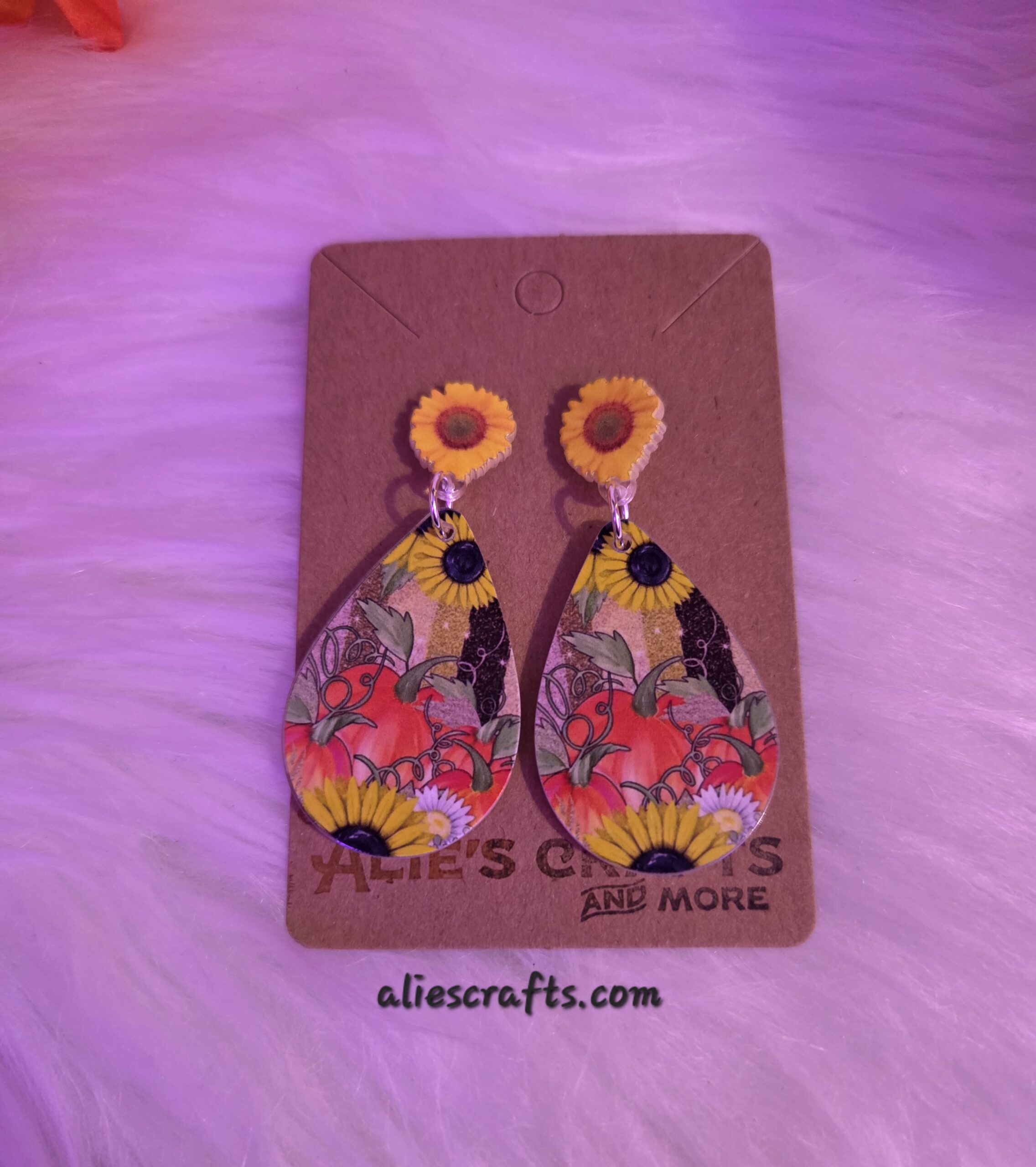 Pumpkin and sunflower earrings