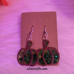 Green glitter pumpkin earrings