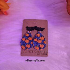 Pumpkin with bat post earrings