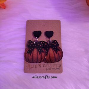 Pumpkin with bow earrings