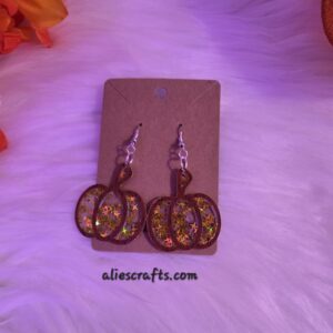 Gold glitter pumpkin earrings