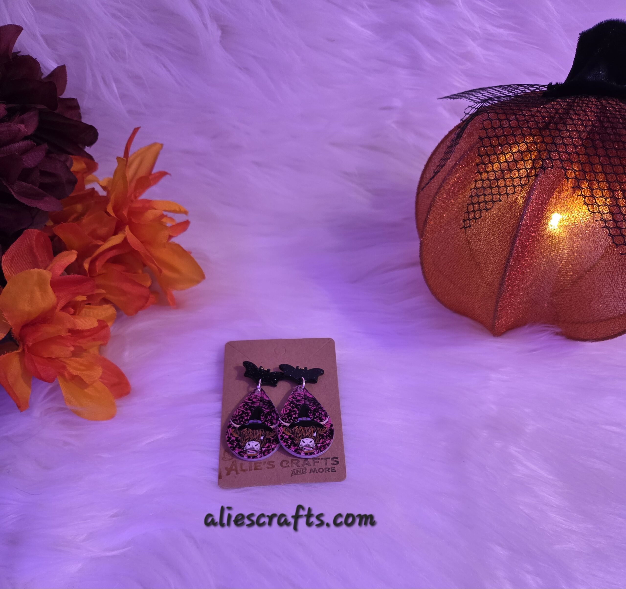 Cow earrings on bat post earrings - Image 2