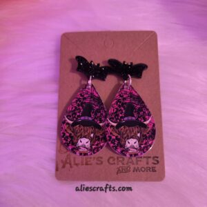 20250922_070312 Cow earrings on bat post earrings