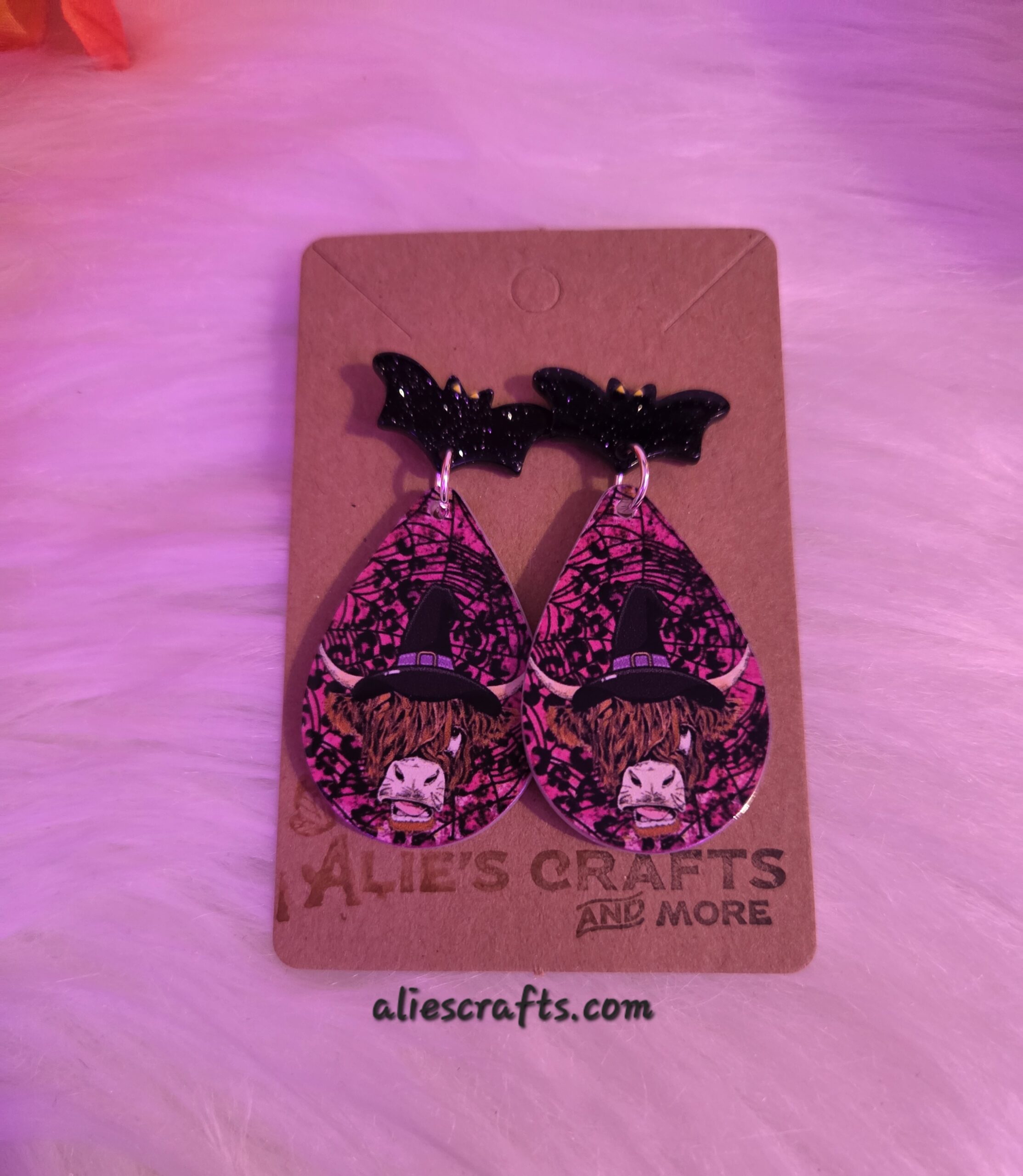 Cow earrings on bat post earrings