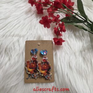 Christmas chicken earrings