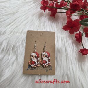 Christmas kitty earrings