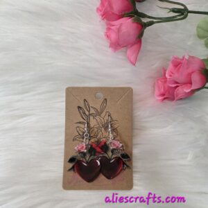 Rose heart earrings