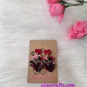 Rose heart earrings