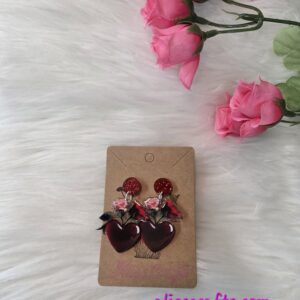 Rose heart earrings