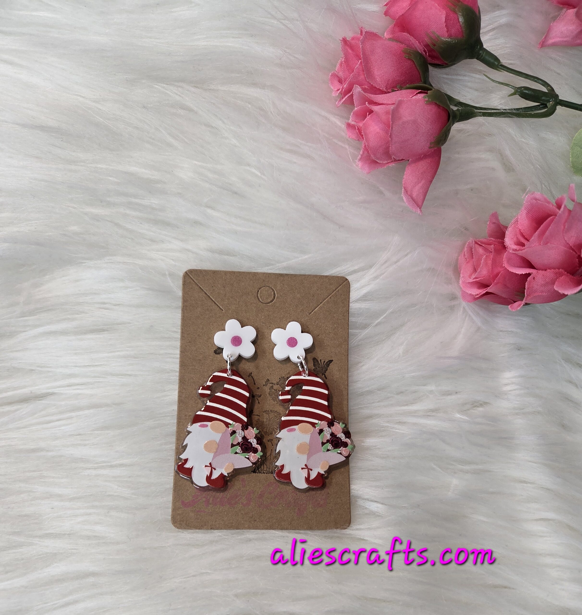 Flower gnome earrings