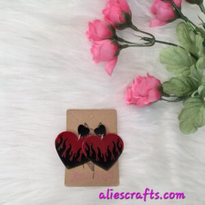 Fire heart earrings