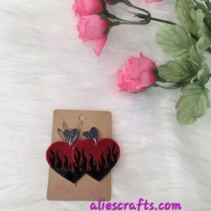 Fire heart earrings