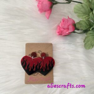Fire heart earrings