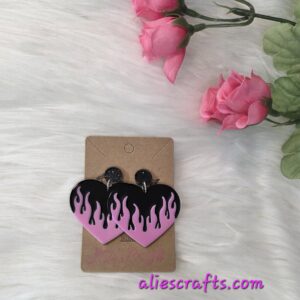Fire heart earrings