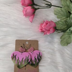 Fire heart earrings