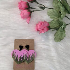 Fire heart earrings