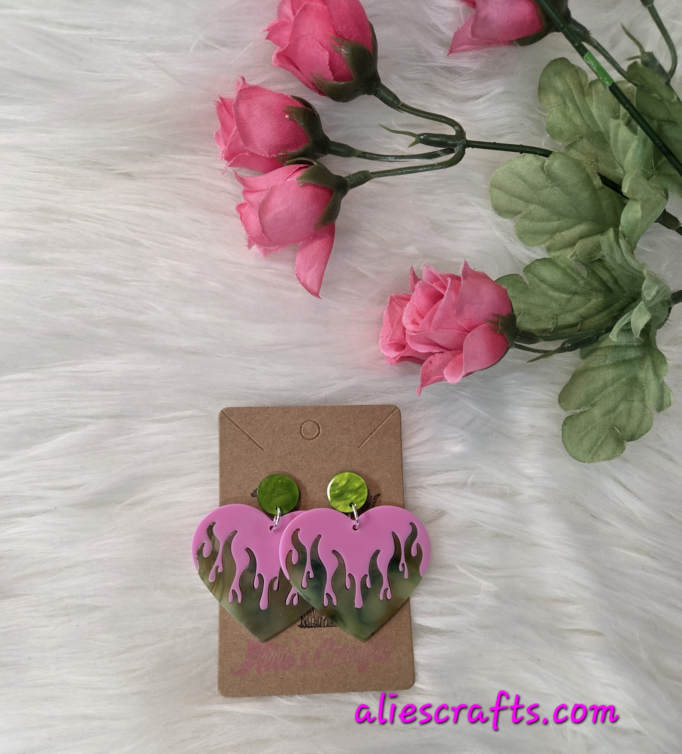 Fire heart earrings