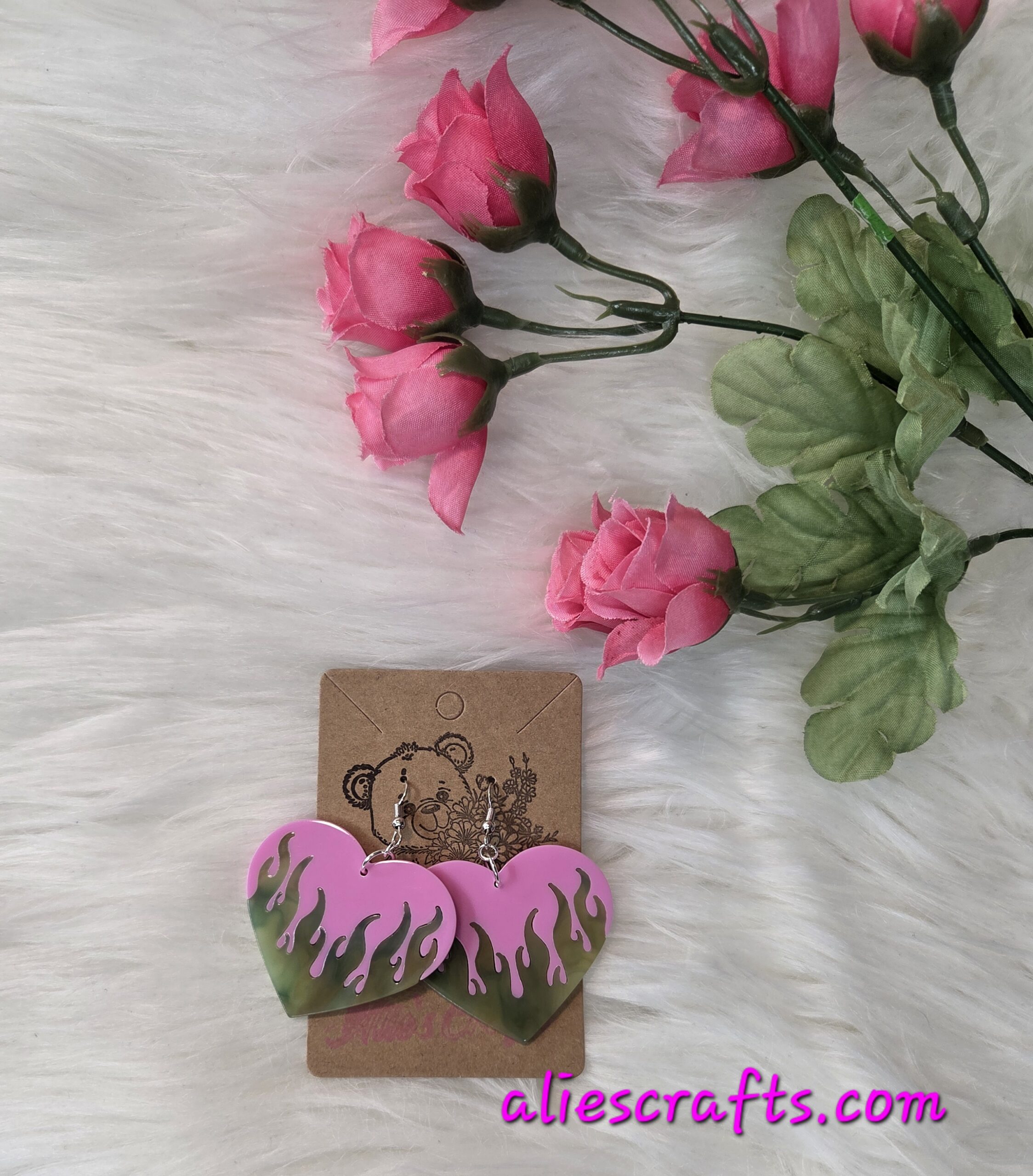 Fire heart earrings
