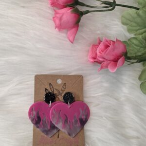 Fire heart earrings