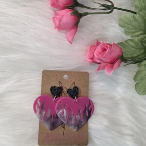 Fire heart earrings