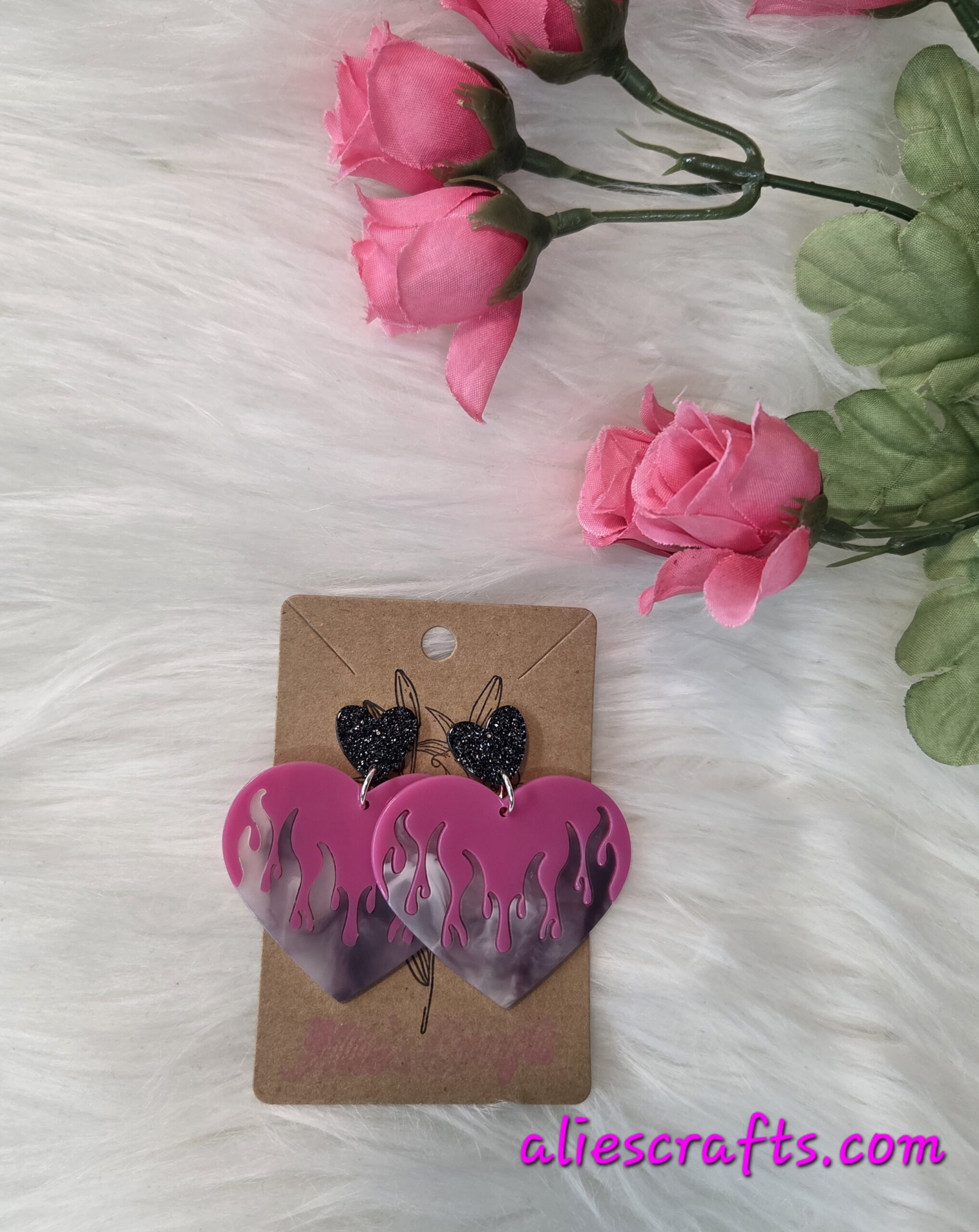 Fire heart earrings