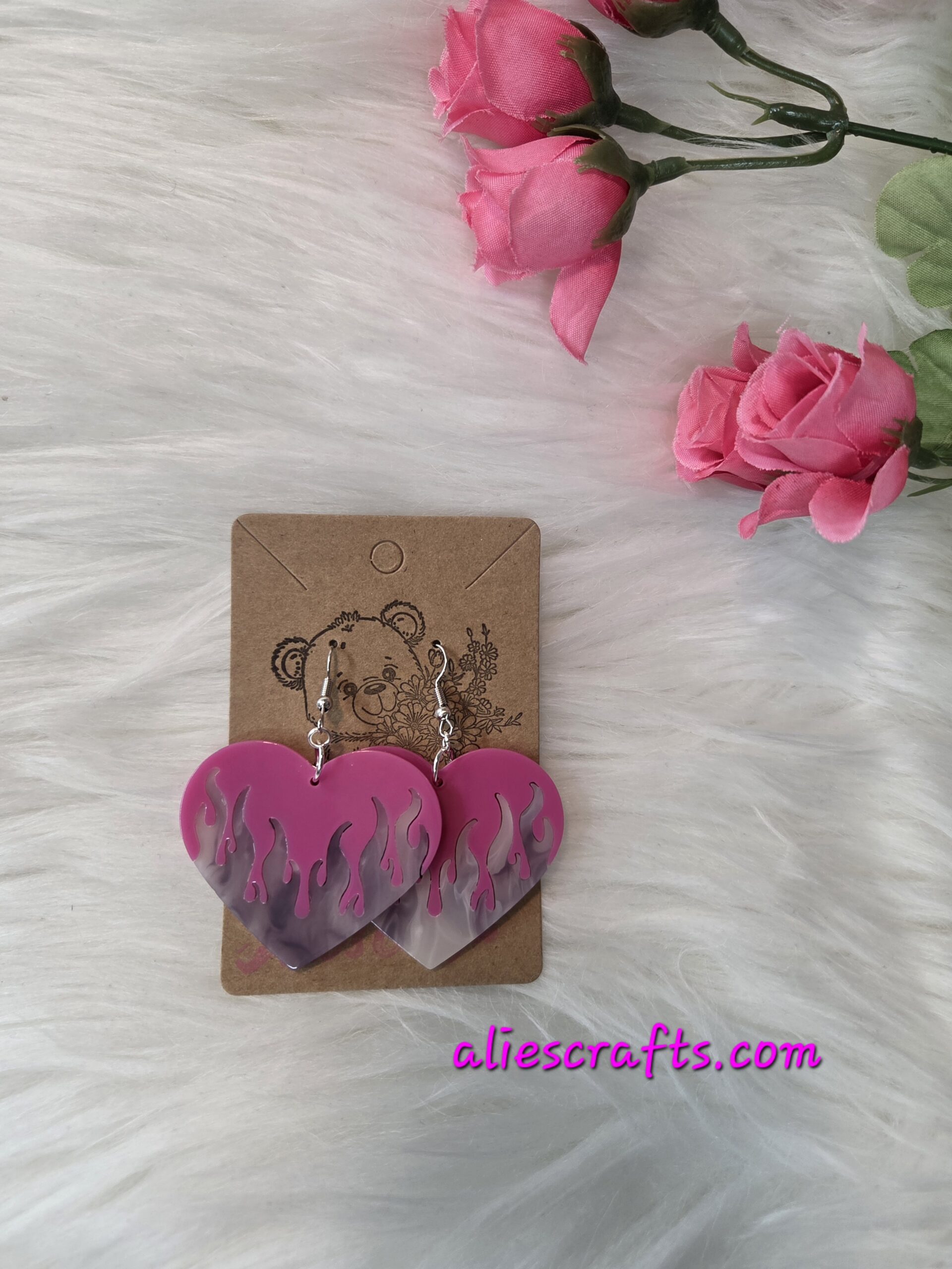 Fire heart earrings