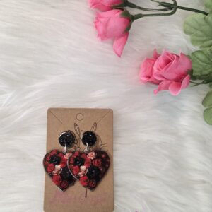Heart rose earrings