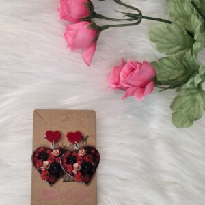 Heart rose earrings